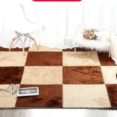 100% Tpe And Plush Fabric Plush Shaggy Carpet Tiles